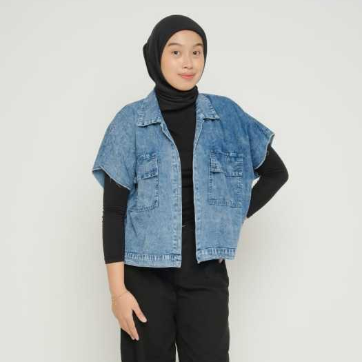 VEST JEANS ALINA BIGSIZE WANITA JUMBO POCKET / LISA OUTER JEANS JUMBO FIT TO XXL / VEST JEANS OUTER 