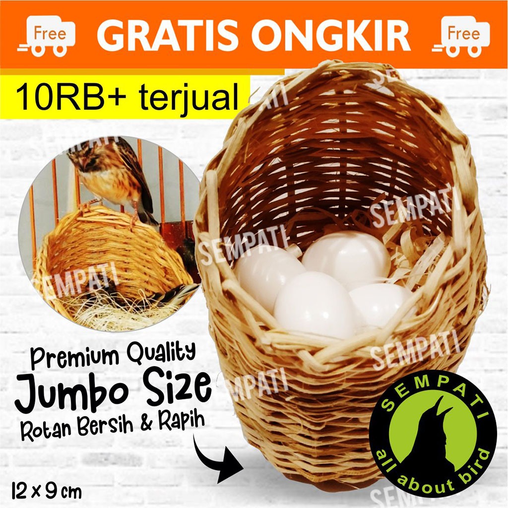 SEMPATI Serat Gowok Sarang Burung Rotan Susuh Tempat Bertelur Burung Lovebird Kenari Parkit Sarang H