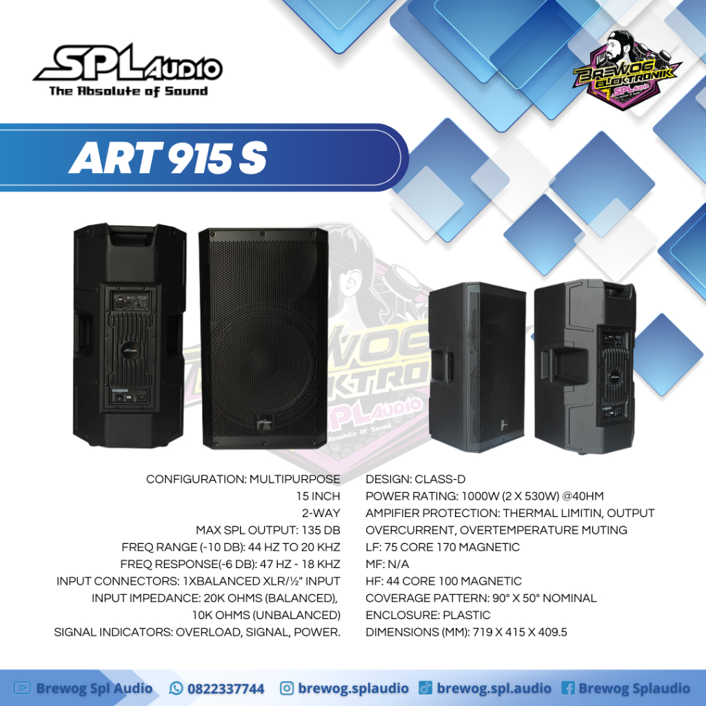 SPEAKER AKTIF 15 INCH SPL ART915S SATUAN ORIGINAL BREWOG SPL AUDIO