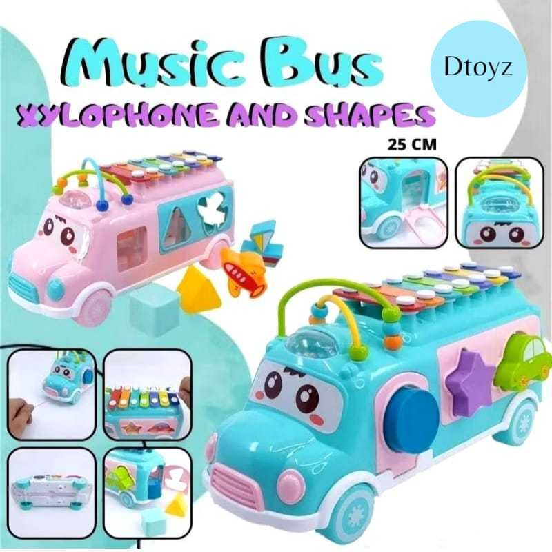 Mainan Bus Musik Xylophone Block Edukasi