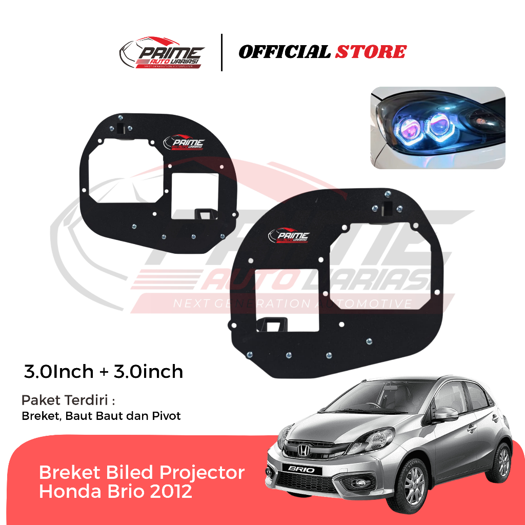 Bracket Retrofit Double BILED Projector 3inch untuk Super Brio Old 2012 Tebal 2mm