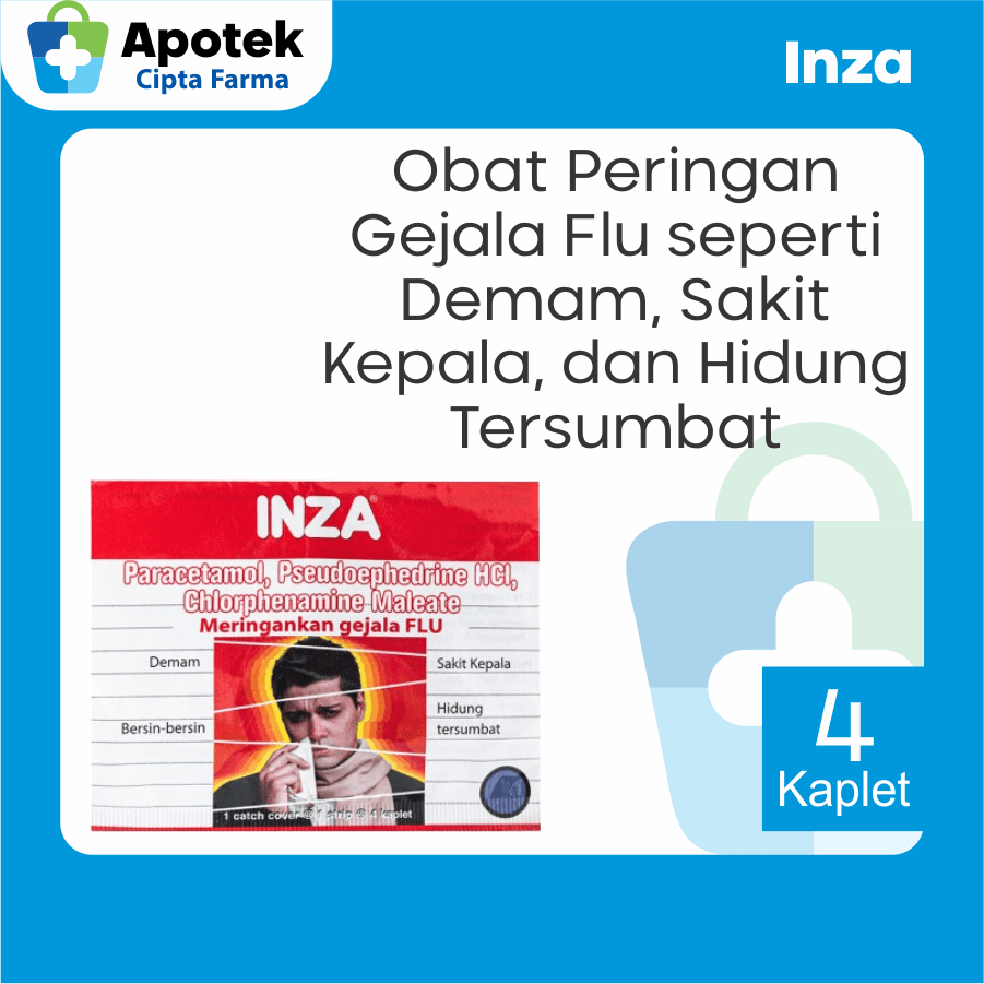 Inza 4 Kaplet Paracetamol Parasetamol Pseudoephedrine Hci Obat Flu Pilek Hidung Tersumbat Demam Penu