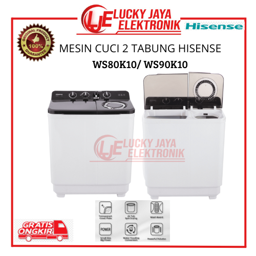 MESIN CUCI HISENSE 2 TABUNG WS80K10 (8KG) / WS90K10 (9KG) Mesin Cuci Hisense