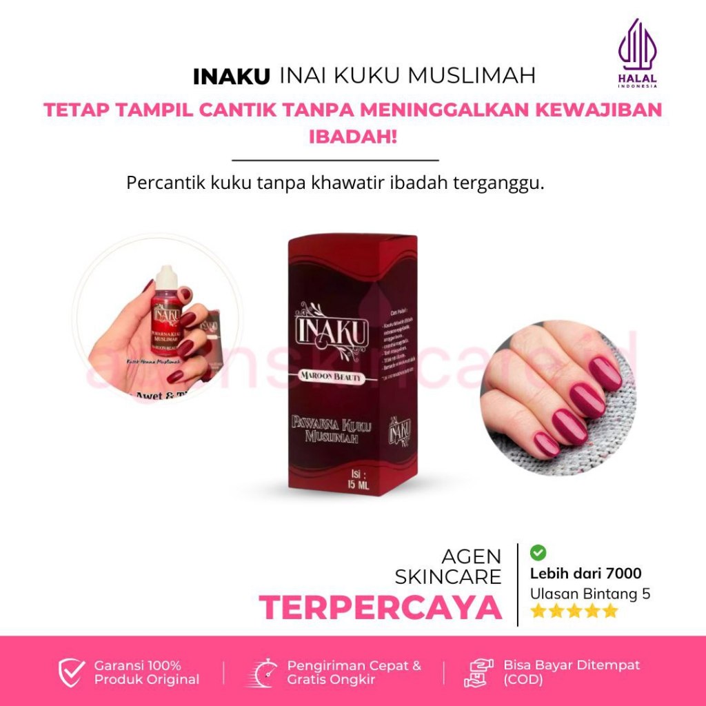 Inaku Henna Kuku/ Pacar Kuku Muslimah 15ml Halal Sah Buat Sholat
