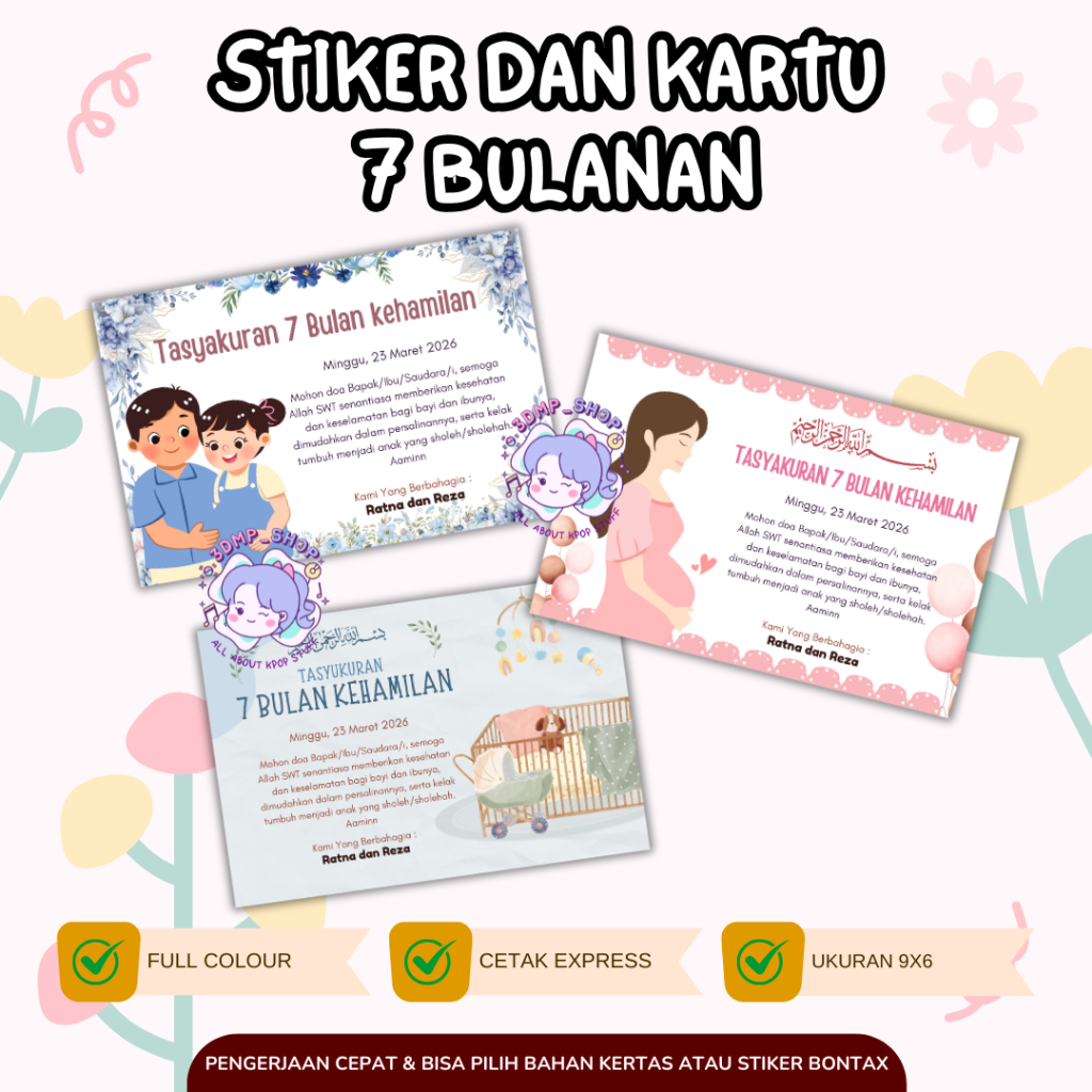 STIKER DAN KARTU TASYAKURAN SYUKURAN KEHAMILAN HAMIL 4 7 BULAN 7BULANAN 4 BULANAN