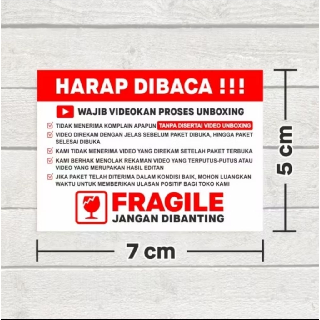 Sticker Label Wajib Video Unboxing Olshop Stiker