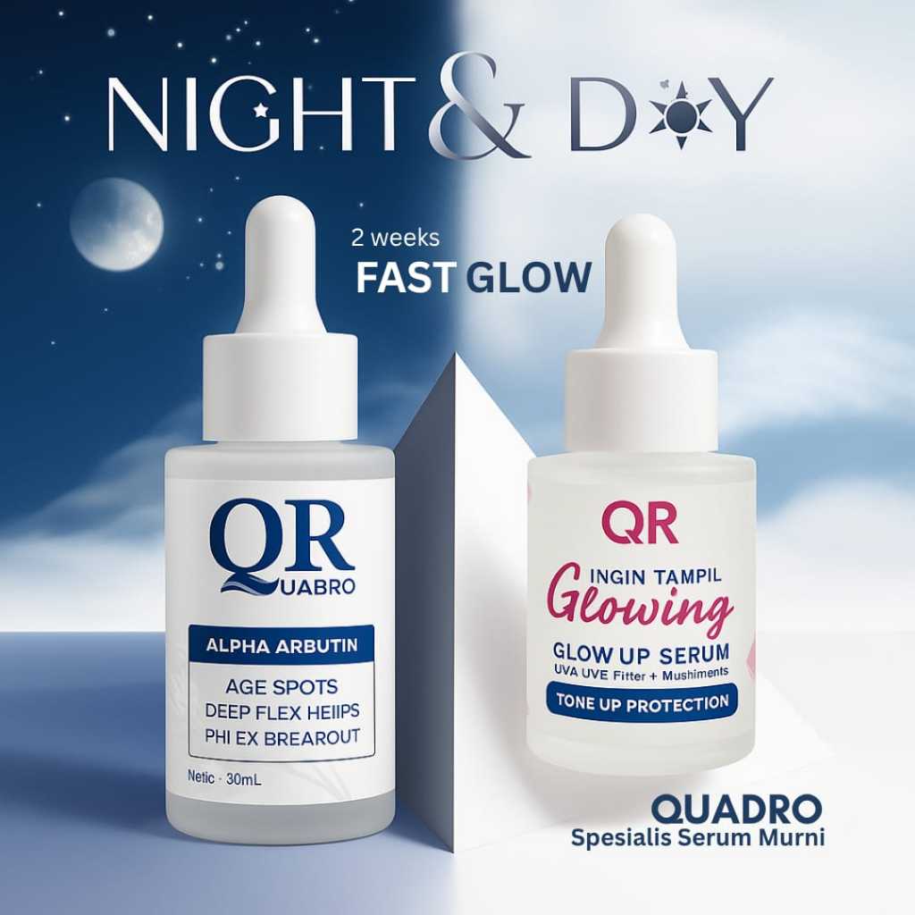 QR Serum paket Glowing & Flek Remover | Siang & Malam | BPOM & 100% Ori