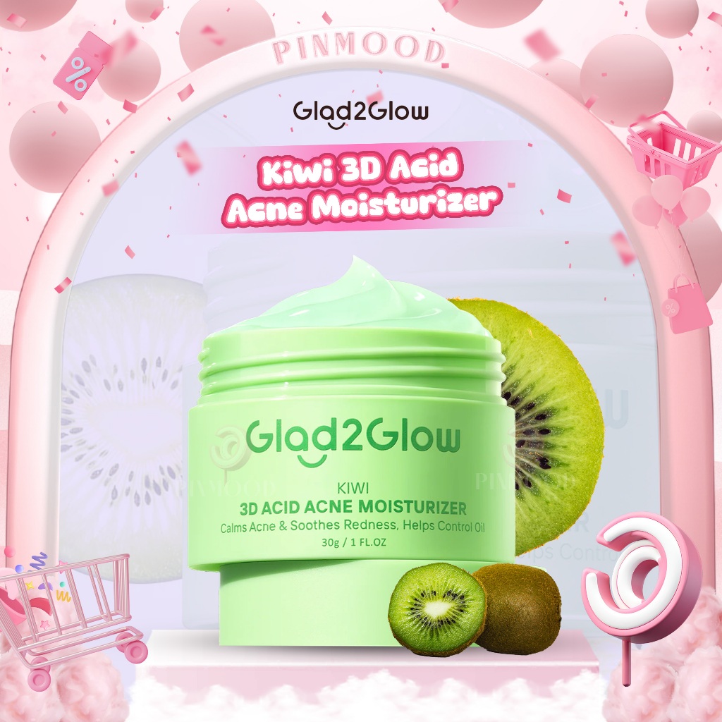 GLAD2GLOW - KIWI 3D ACID ACNE MOISTURIZER ( 30 g ) - Pelembab Wajah Kulit Jerawat Reda Anti Dark Spo