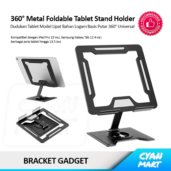 Holder HP Besi Holder Tablet Dudukan Bracket HP Tablet iPad Pro Samsung Tab Xiaomi Pad 360° Foldable