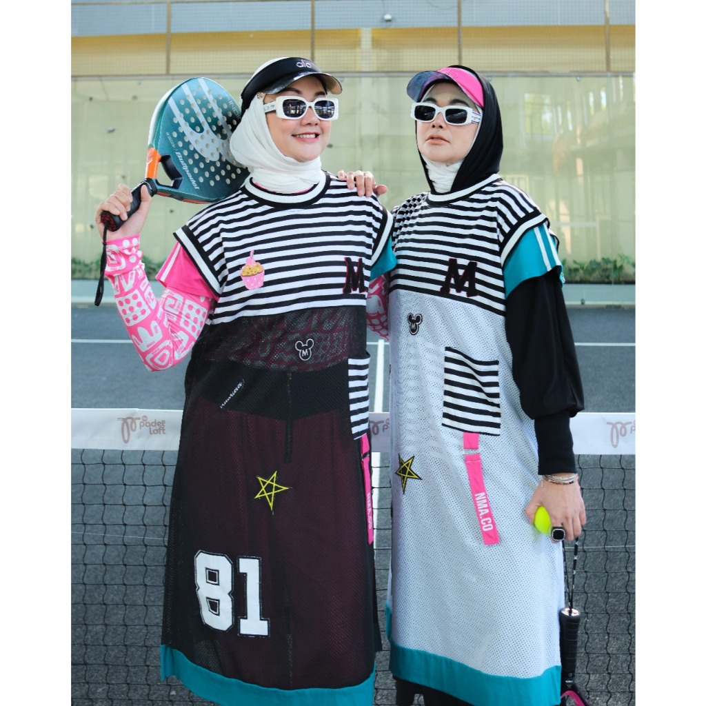 Xiomara Sporty Salur Collection by Numiaa Fashion I Tunik Jala & Set Celana Rok Allsize Fit to XL