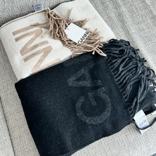 Ganni Fringe Wool Muffler