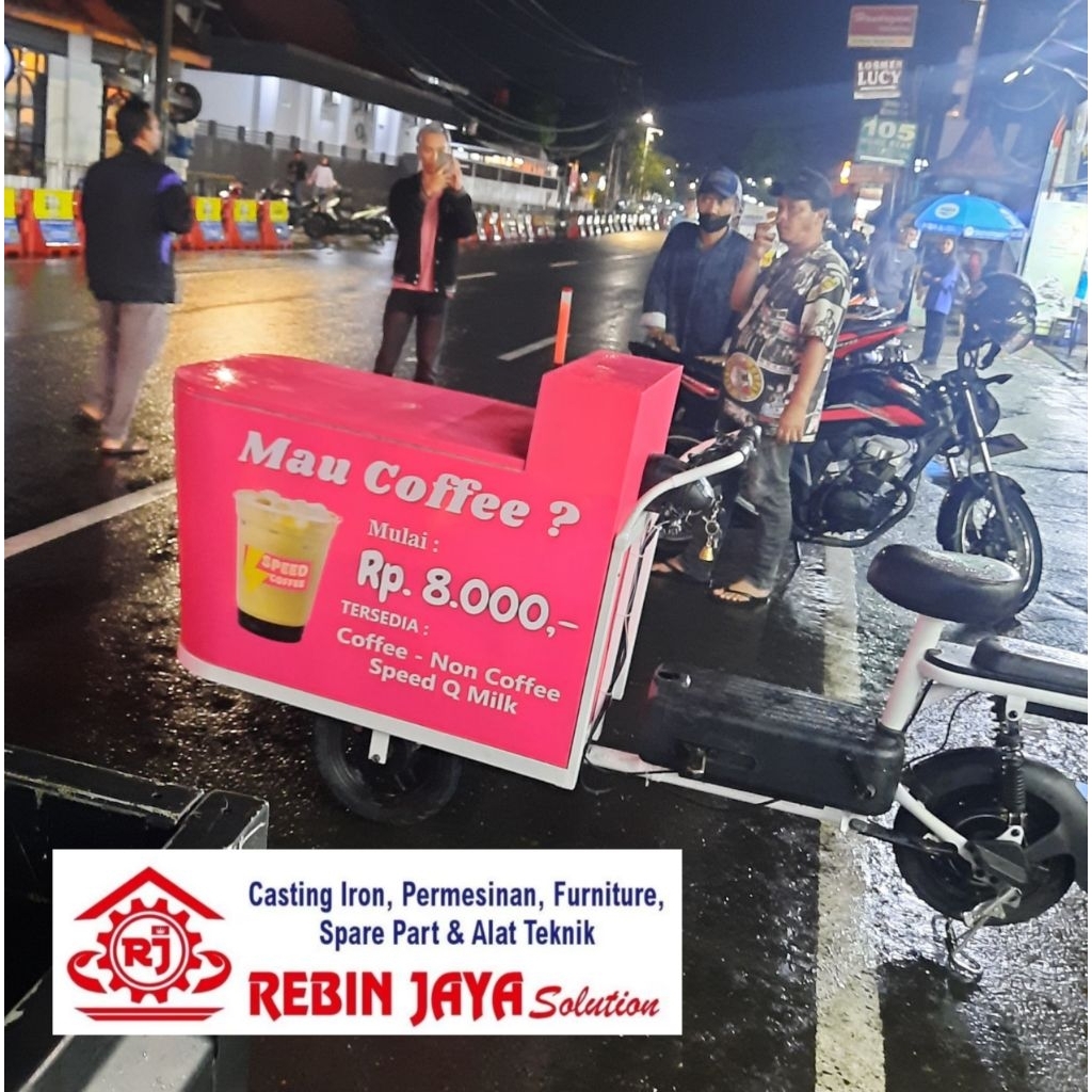 Gerobak Es gerobak kopi keliling custom motor ebike 40km