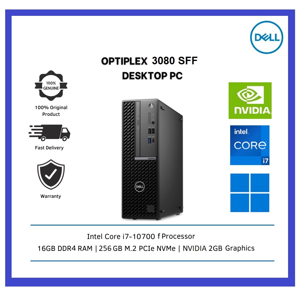 FULLSET DELL Optiplex 3080 SFF Mini PC Core i7 Gen10 VGA Nvidia 2GB SSD Win11 Monitor Keyboard Mouse