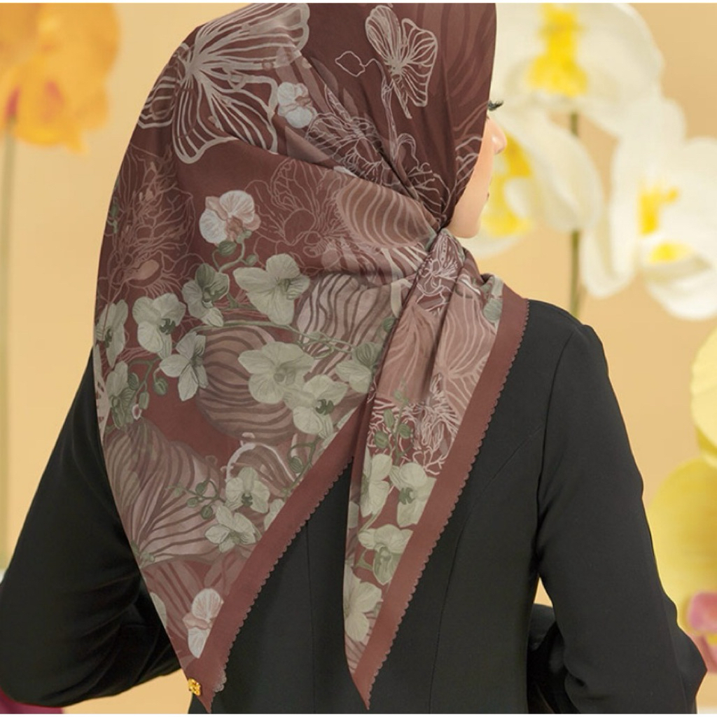 Buttonscarves X Sarah Sofyan Orchid Extended Series in Garnet