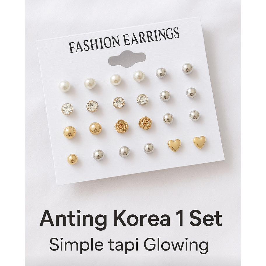 Anting Korea 1 Set — Simple tapi Glowing - Anting Korea Plug Anting Tusuk Murah