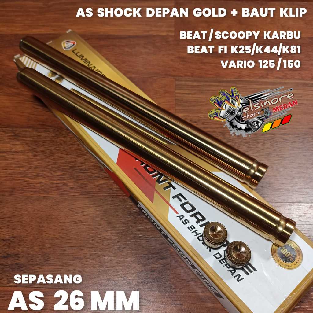 AS SHOCK DEPAN GOLD AS 26 BEAT KARBU/BEAT FI K25 K44 K81/SCOOPY FI K16/VARIO125/VARIO150 SEPASANG LU