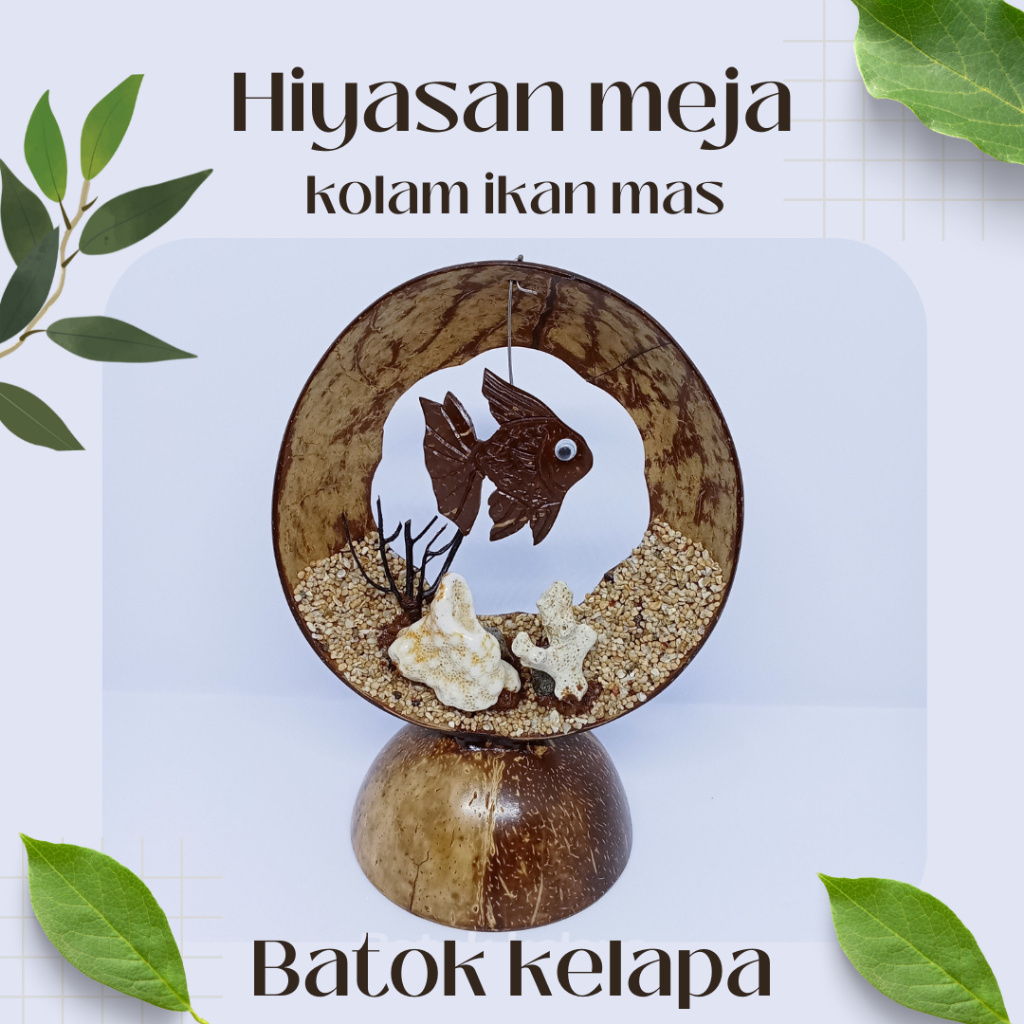 hiasan aquarium batok kelapa hiasan ruang tamu lucu batok kelapa hiasan meja kantor meja aesthetic