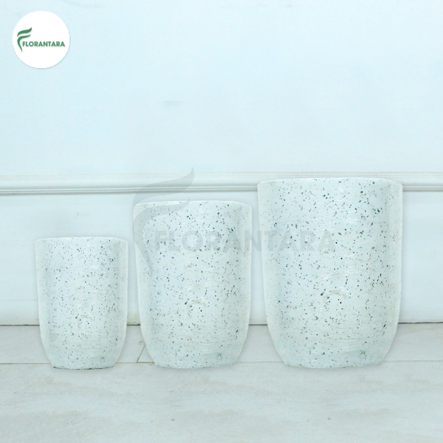 [Paket 3 Pcs] Pot Teraso Premium Bentuk Kapsul / Tabung / Marble / Marmer Minimalis Elegan Ukuran Ke