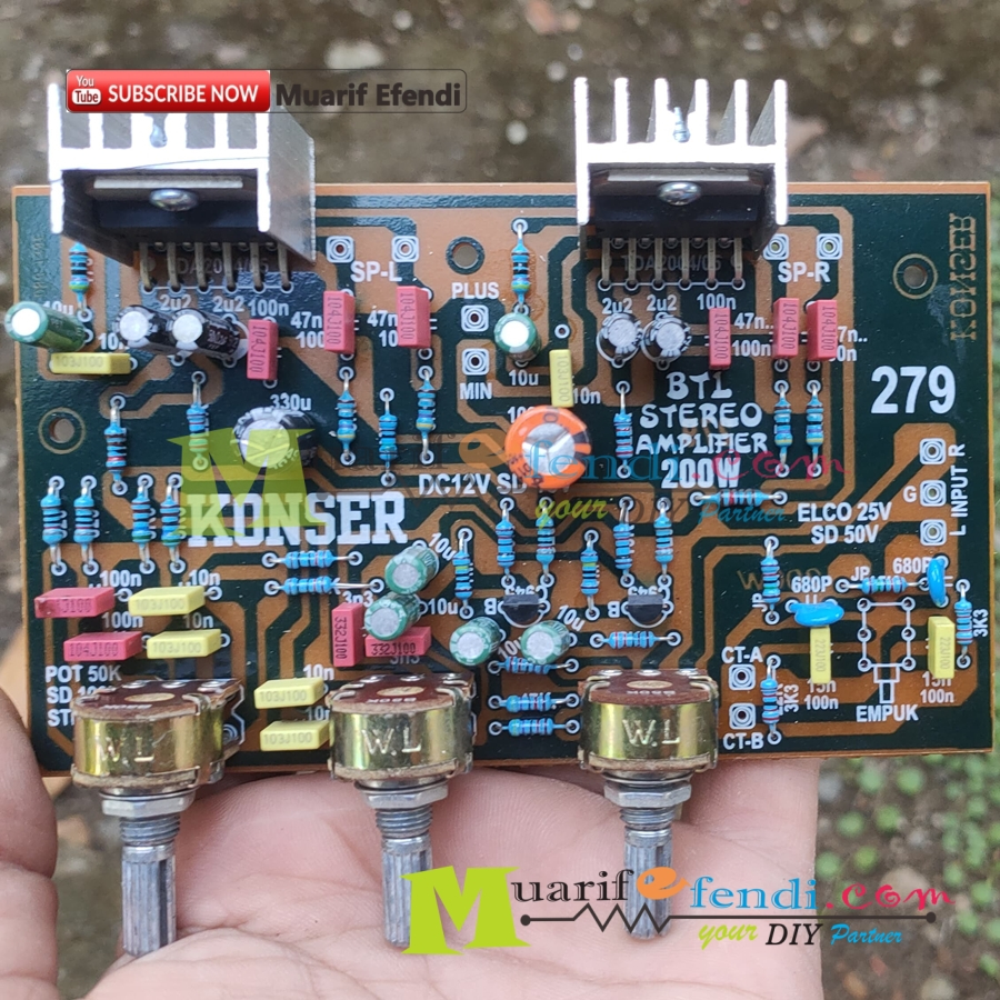 KIT POWER AMPLIFIER STEREO 200WATT BTL TDA2004 TDA2005 PRO SERIES 279