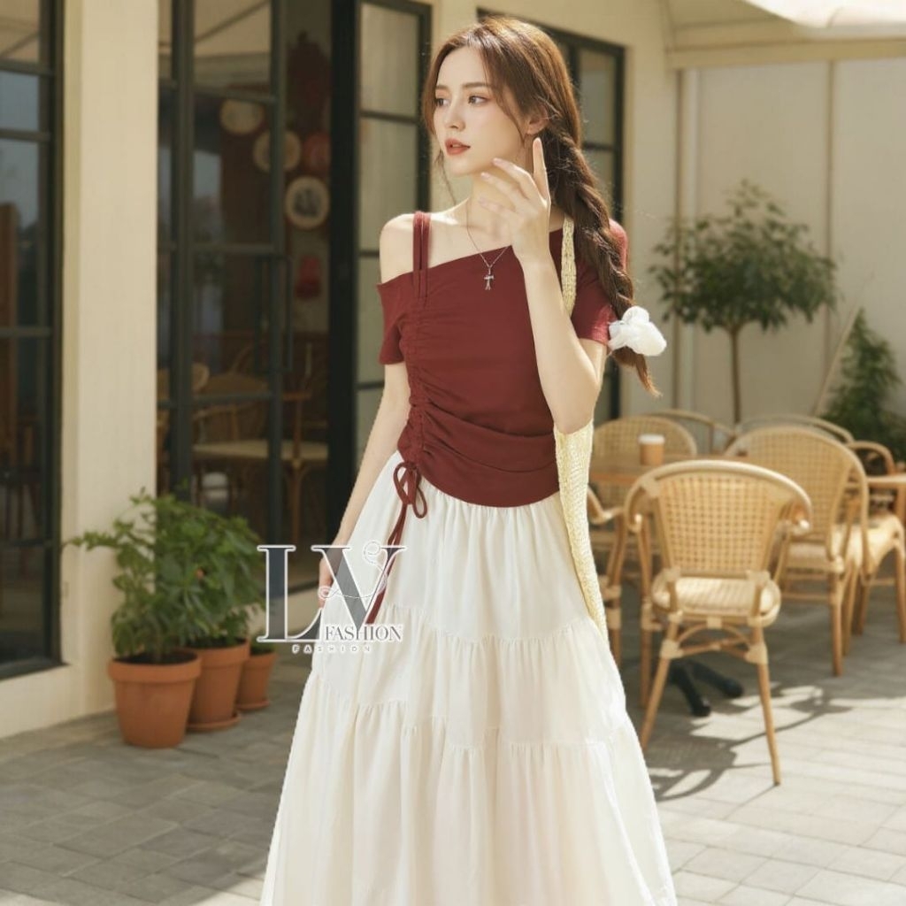 LV / Kaos Atasan Wanita Blouse Wanita Tali serut Korea Style / 928