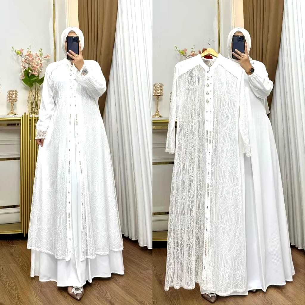 Gamis lebaran 2026 model gamis terbaru VIOLA gamis set outer brokat // Gamis brokat pesta kondangan 