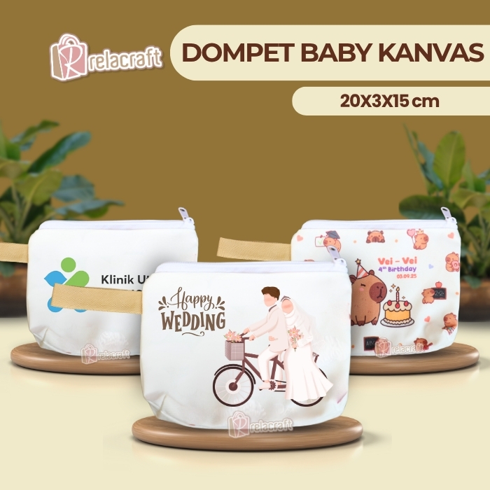 Dompet baby canvas / pouch / souvenir / pouch canvas / souvenir pernikahan / pouch lucu / uk 20x3x15