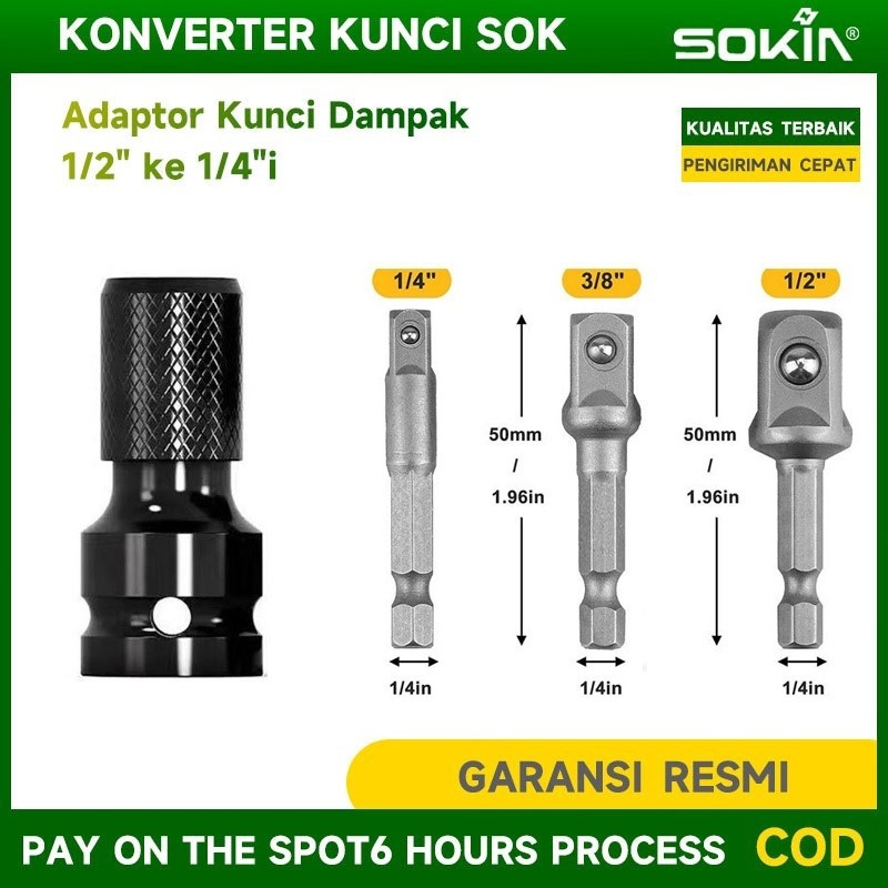 SOKIN Driver Hex Socket Adaptor Konektor Set / Adaptor Socket untuk Bor Hex Shank Impact Driver / Po