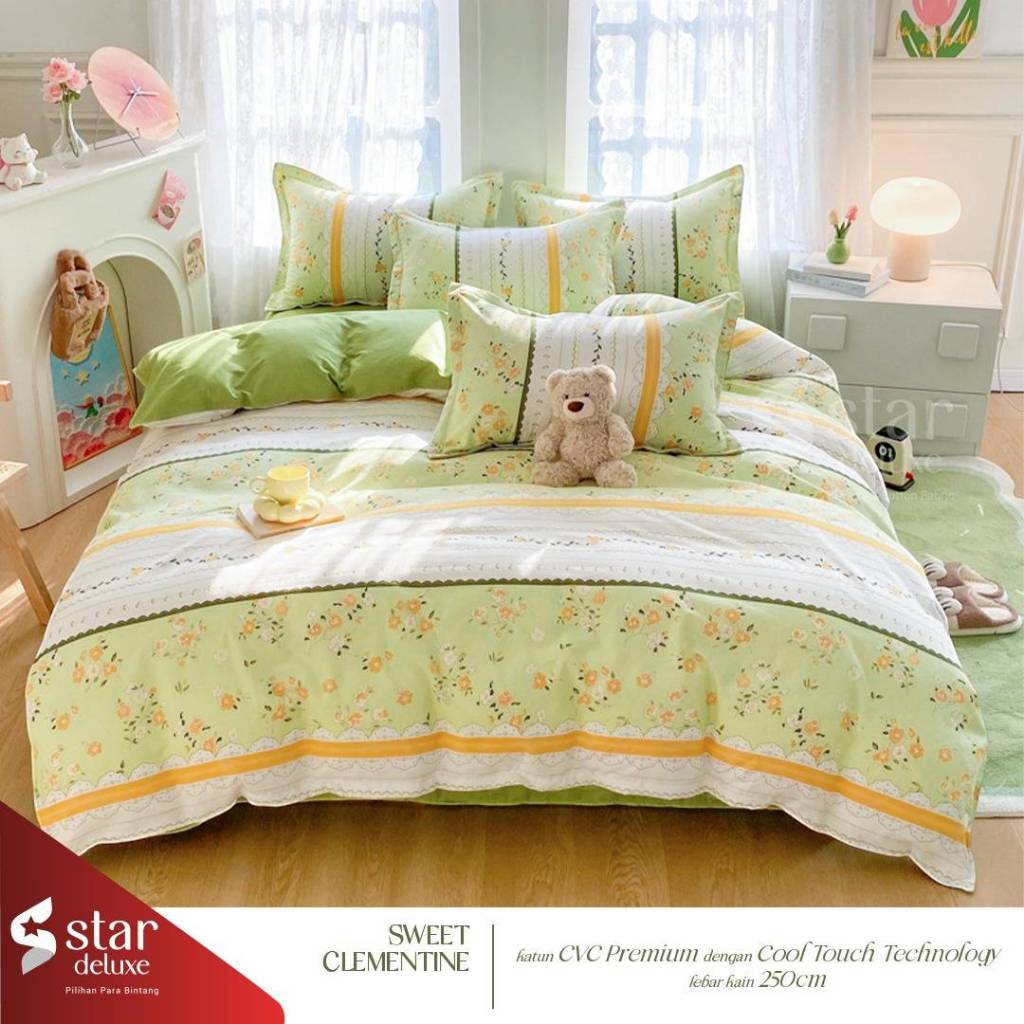 Sprei Katun STAR DELUXE  SWEET CLEMENTINE | Sprei Home Industry dari Katun CVC Premium | Sprei Uk.90