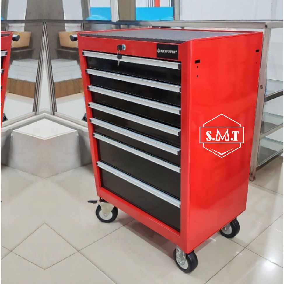 MAXPOWER Lemari Kunci Roda Bengkel Rak Laci Susun 7 Drawers Tool Box Trolley