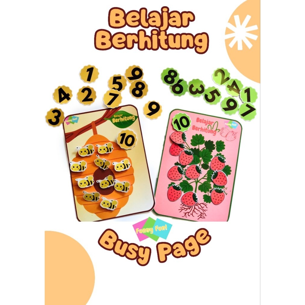 worksheet anak TK/busy page/ buku edukatif/mainan edukatif/belajar berhitung