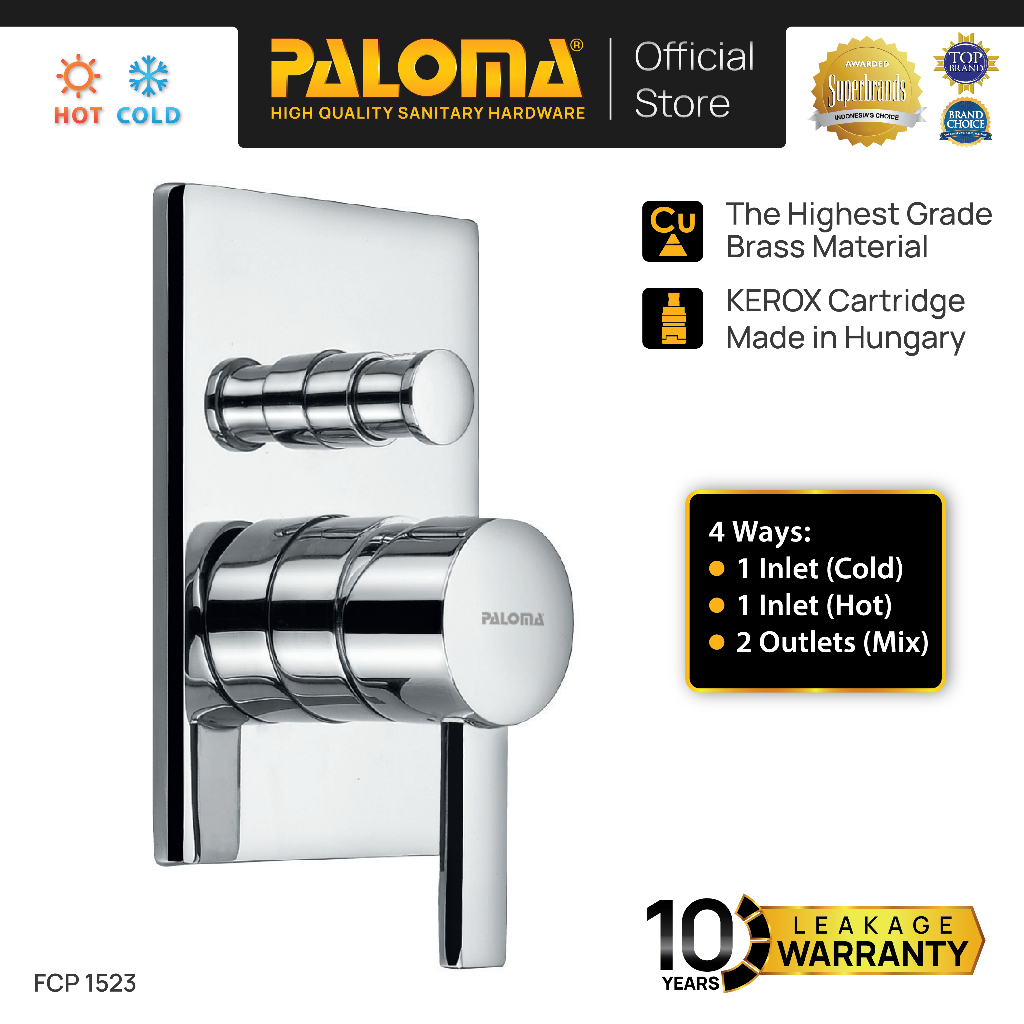 PALOMA FCP 1523 Keran Mixer 4 LLubang Keran Tanam Keran Wall Dinding Tembok Kran Air Brass Kuningan 