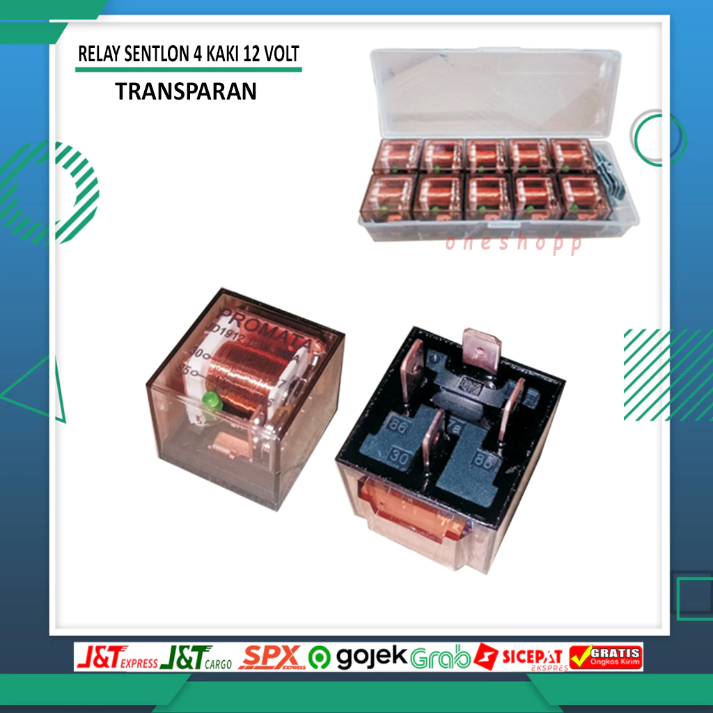 RELAY 4 KAKI 12V 80A RELAY 5 KAKI 12V 80A RELAY TRANSPARAN LED INDIKATOR 1 PCS