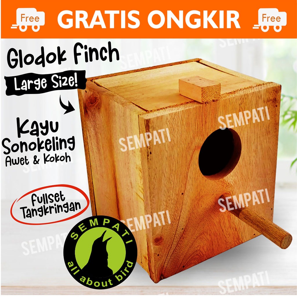 SEMPATI Glodok Finch Vol 2 Glodok Kotak Kayu Sarang Burung Ternak Finch Kenari Emprit Gelatik Pipit 