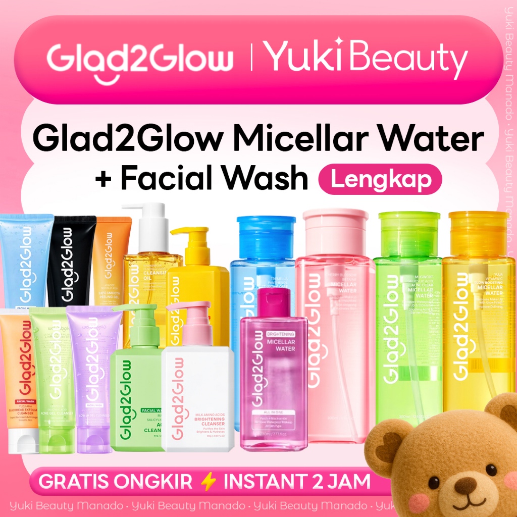 YUKI Manado • GLAD2GLOW Micellar Water Cleanser Blueberry Milk Amino Acid Gentle Brightening G2G