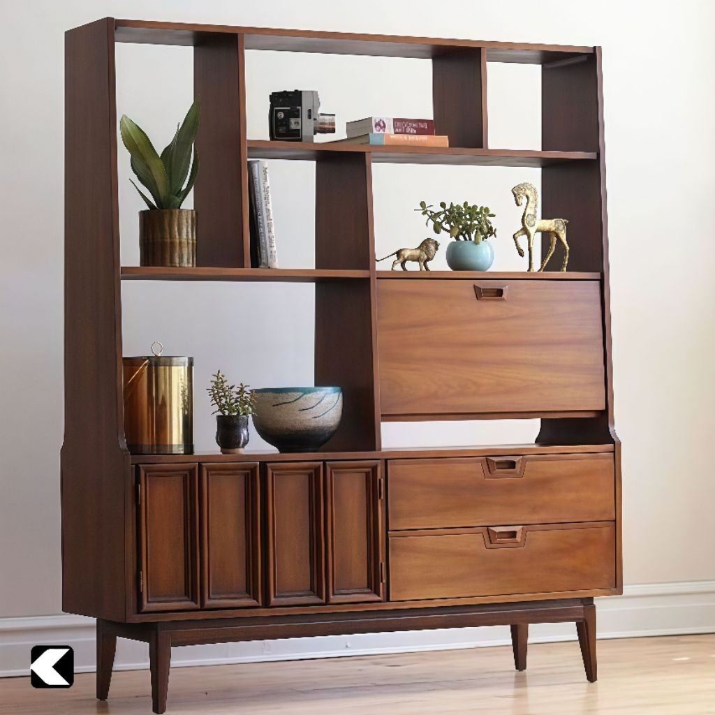 LEMARI HIAS MINIMALIS KAYU LEMARI HIAS RUANG TAMU LEMARI PARTISI RUANGAN RAK BUKU KAYU