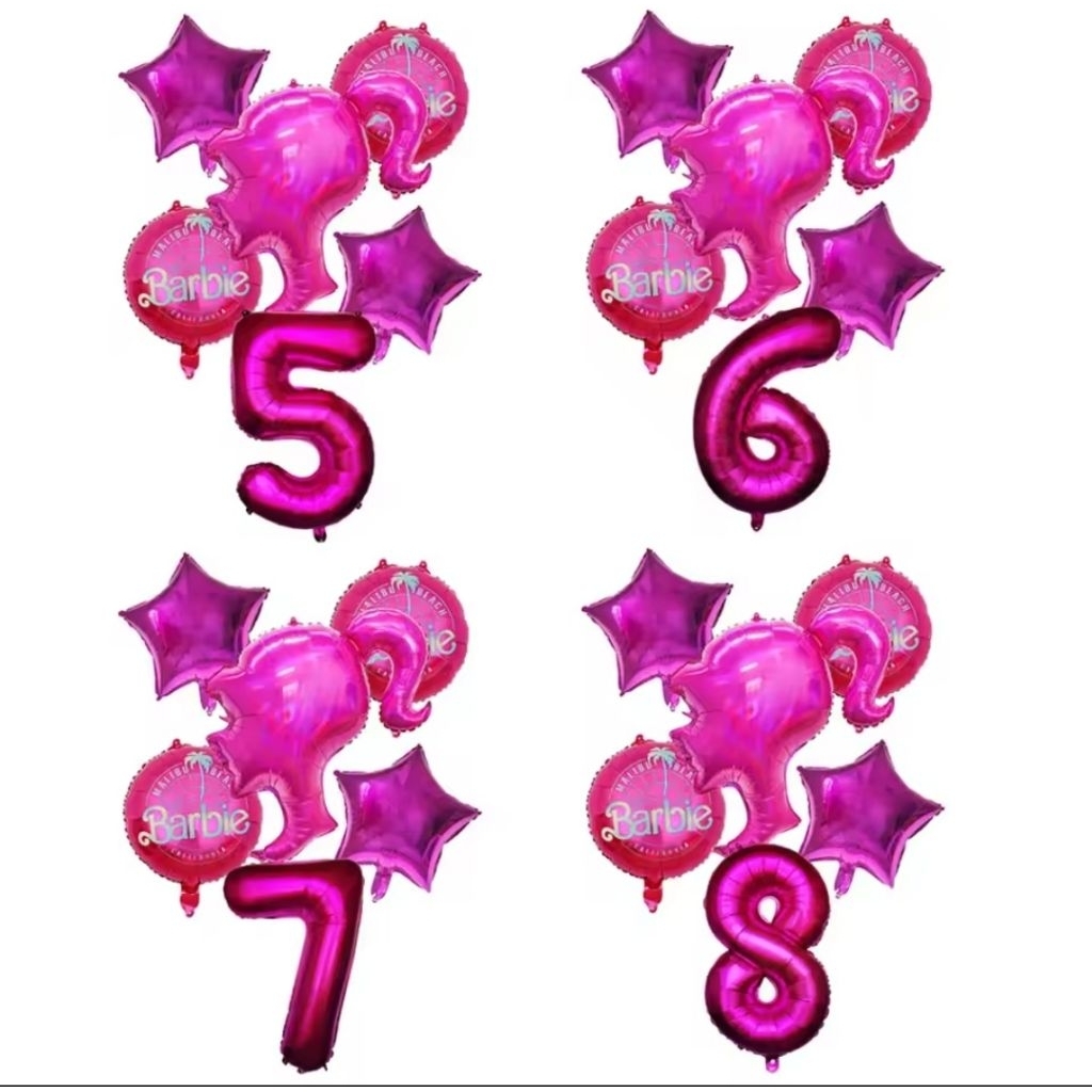 Set balon foil isi 6pc tema barbi boneka berbi hiasan dekorasi pesta ulang tahun ultah party decorat