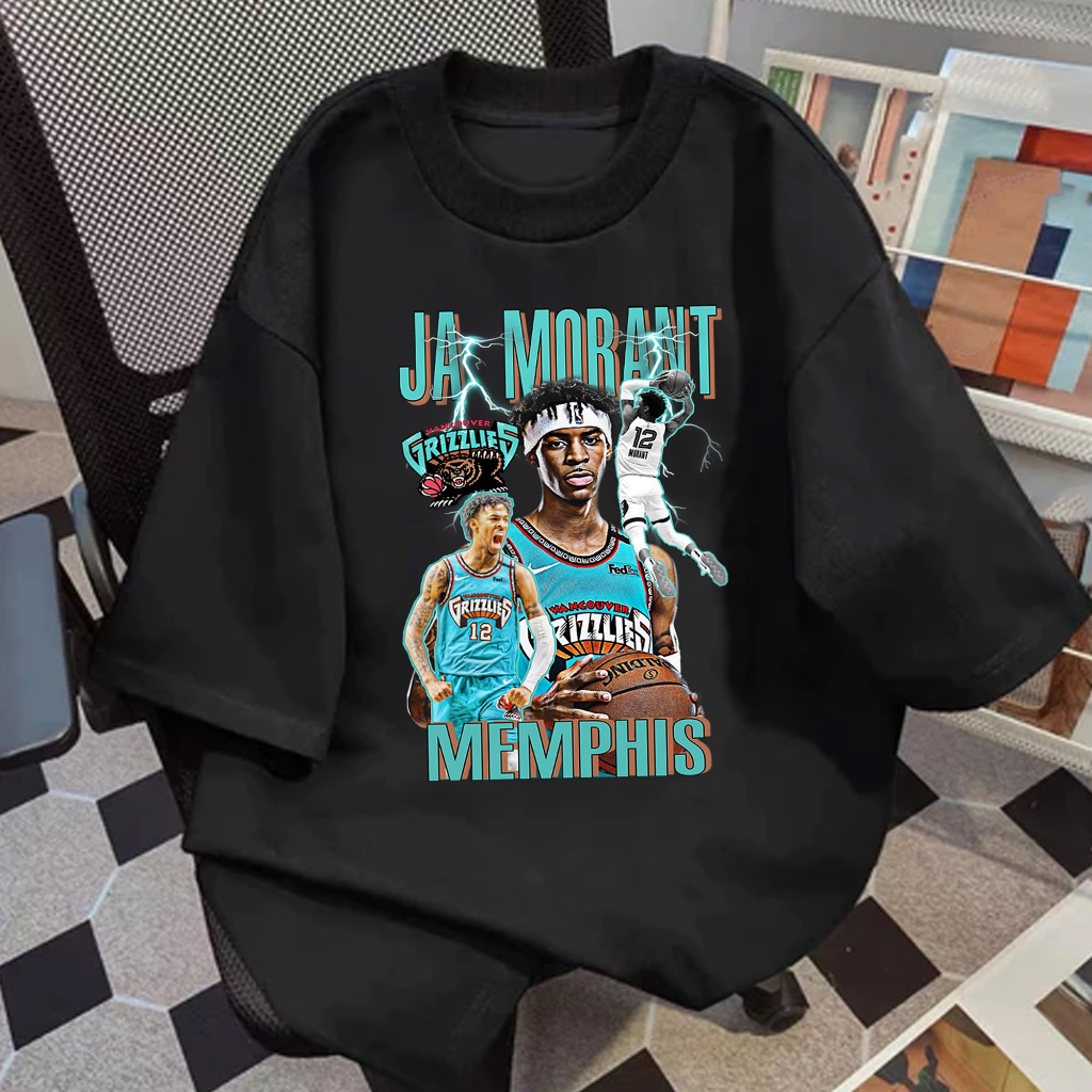 Baju Basket Unisex Kaos NBA JA MORANT MEMPHIS  Tshirt Olahraga Lengan Pendek