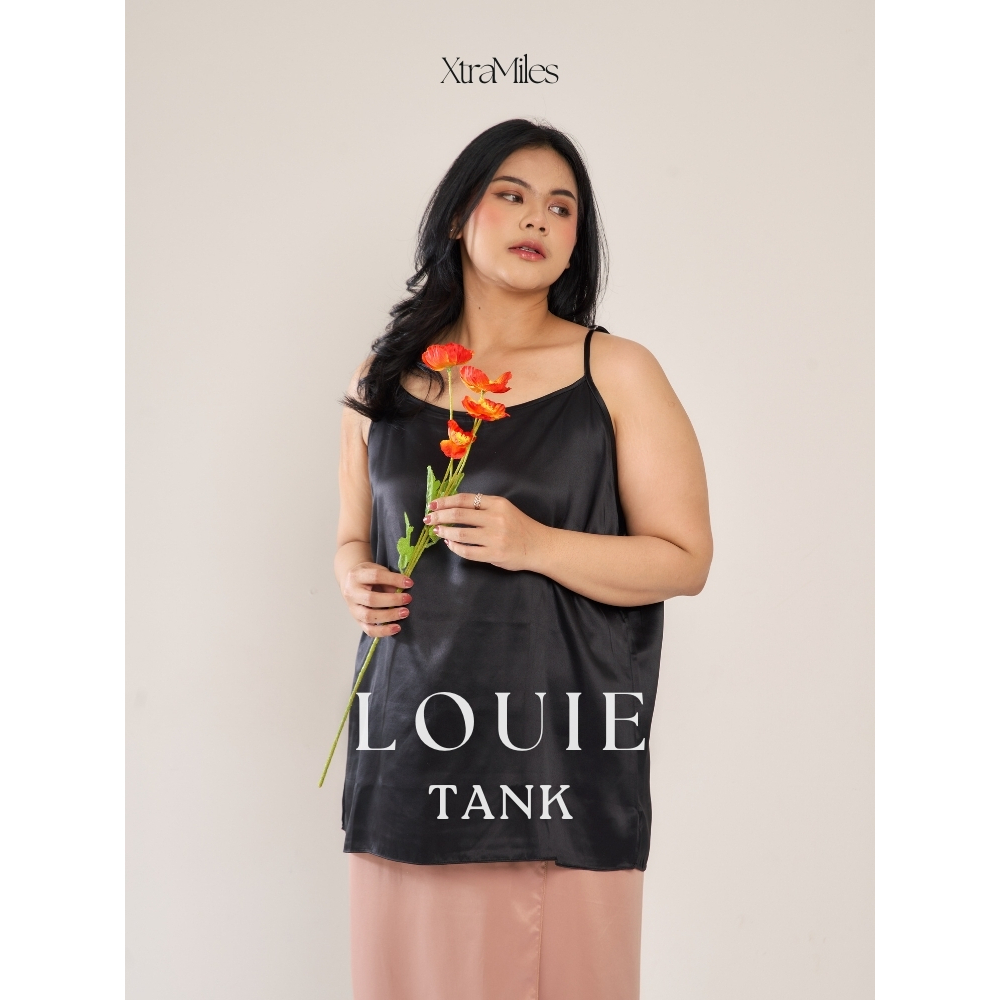 Xtramiles - Louie Tank Top Black Spaghetti Strap Satin Silk Big Size