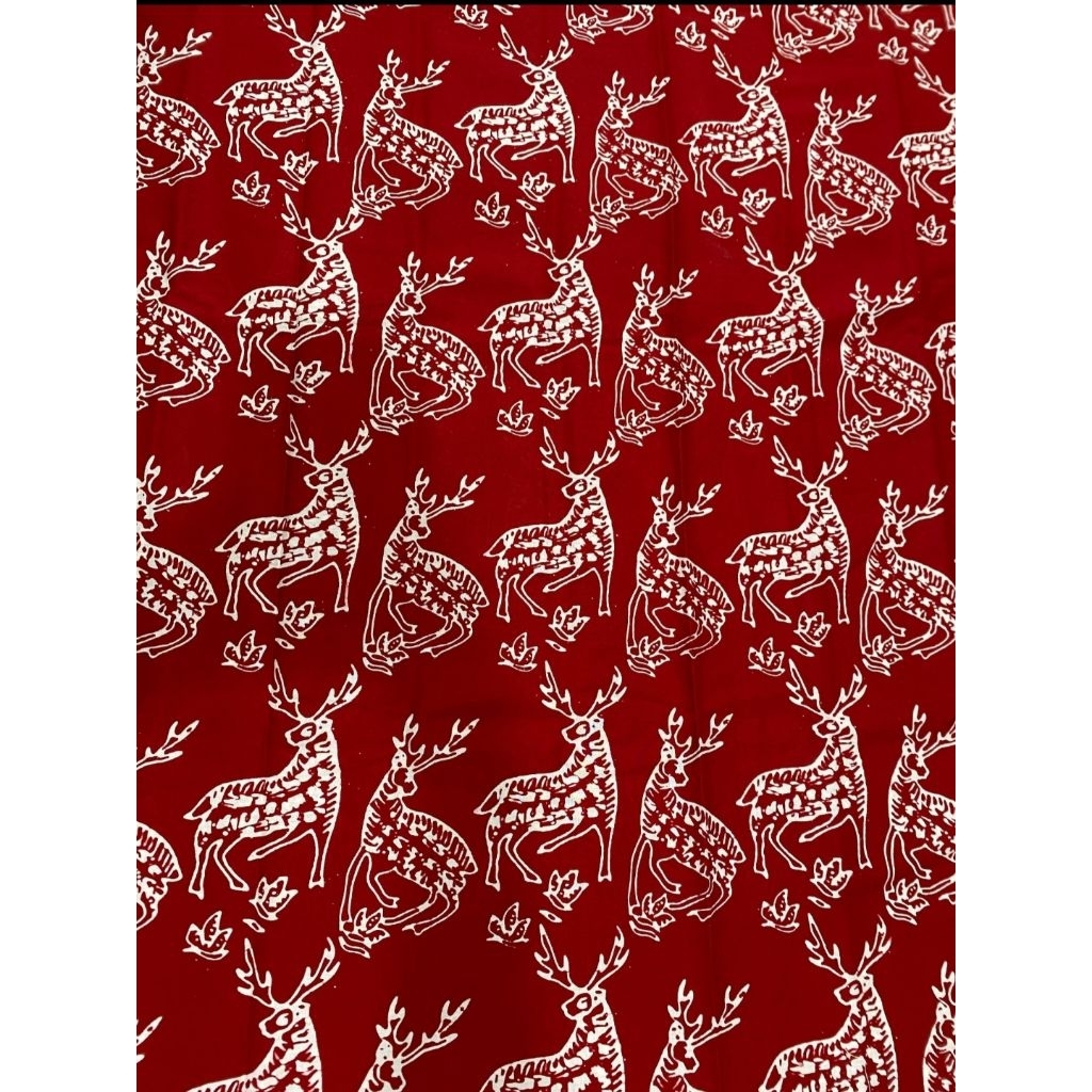 Kain Motif natal hijau merah putih hitam solo