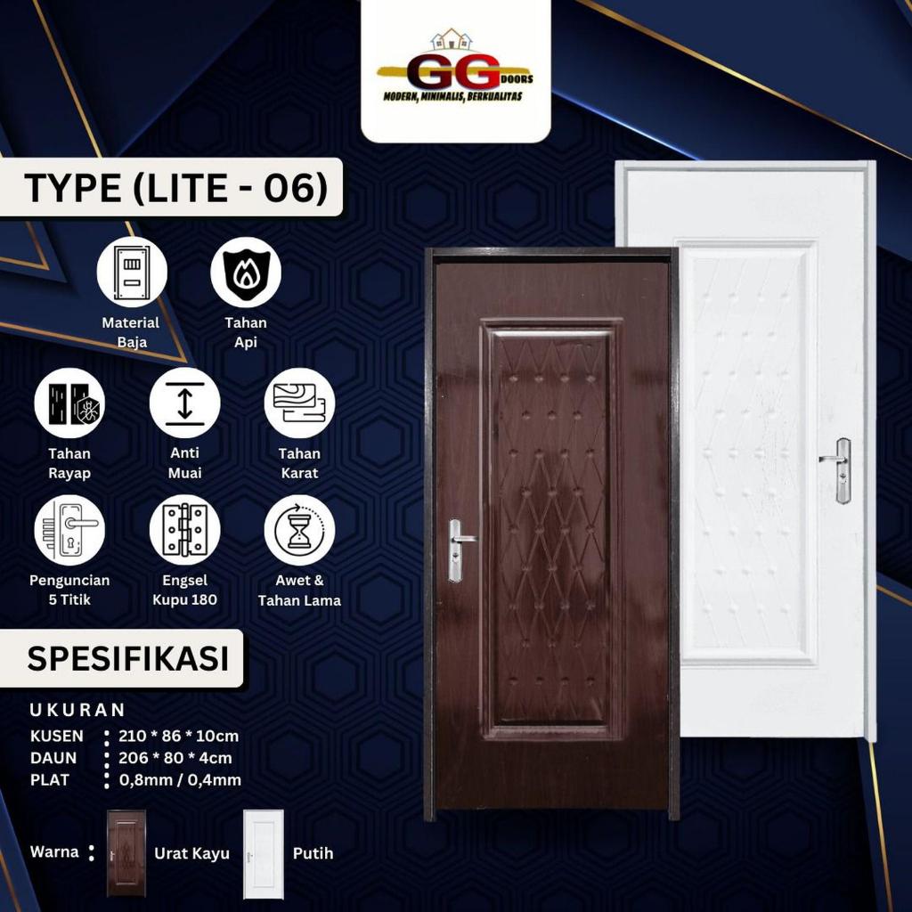 Pintu Baja GG | Pintu Kamar 86x210 LITE 06 | GG Door