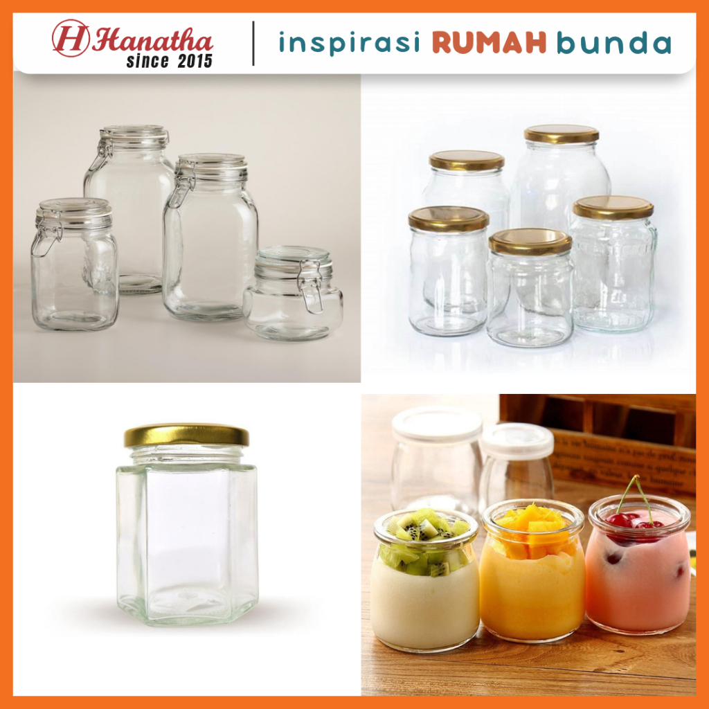 Toples Lebaran Jar Kaca Kecil Besar Toples Hermetico Toples Puding Kue Snack Bening Tutup Aluminium 
