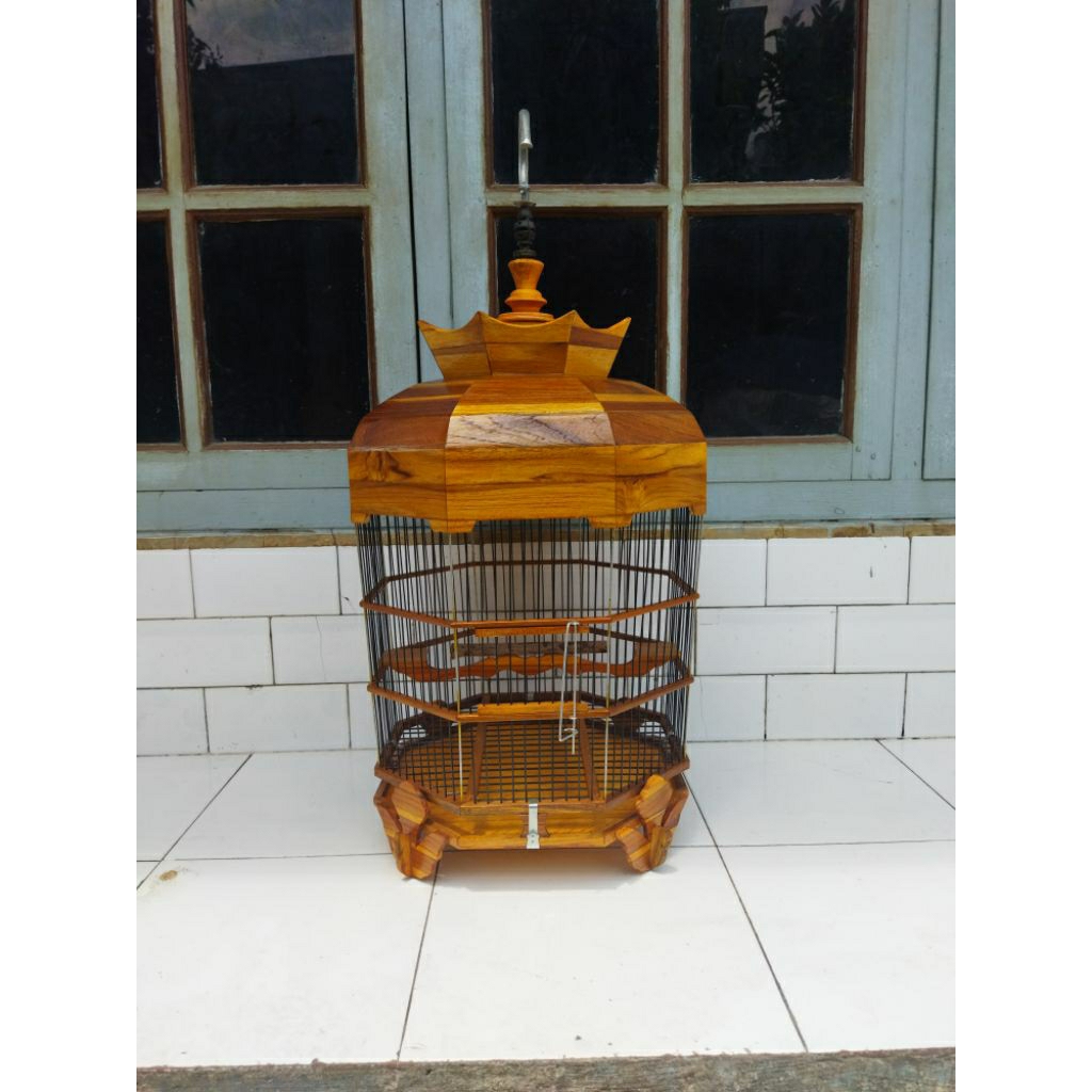 Sangkar perkutut jati jeruji bambu