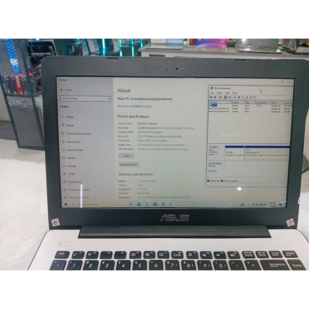 ass x453 intel pentium ram 8gb HardDisk 1 tb 14 inc siap pakai, laptop leptop second bekas asus x453