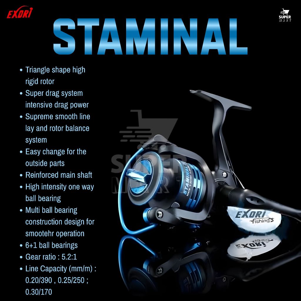 Supermart Surabaya Exori Reel Pancing STAMINAL 2000 Mancing Kolam One Way Power Handle - SS