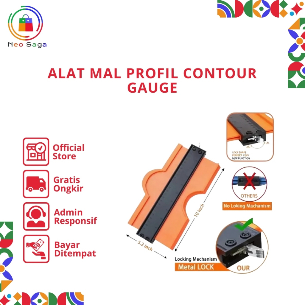 (NEO) Alat Mal Profil Contour Gauge Duplikator Copy Profil Gipsum Keramik Ukuran 10 inch 25 cm Alat 