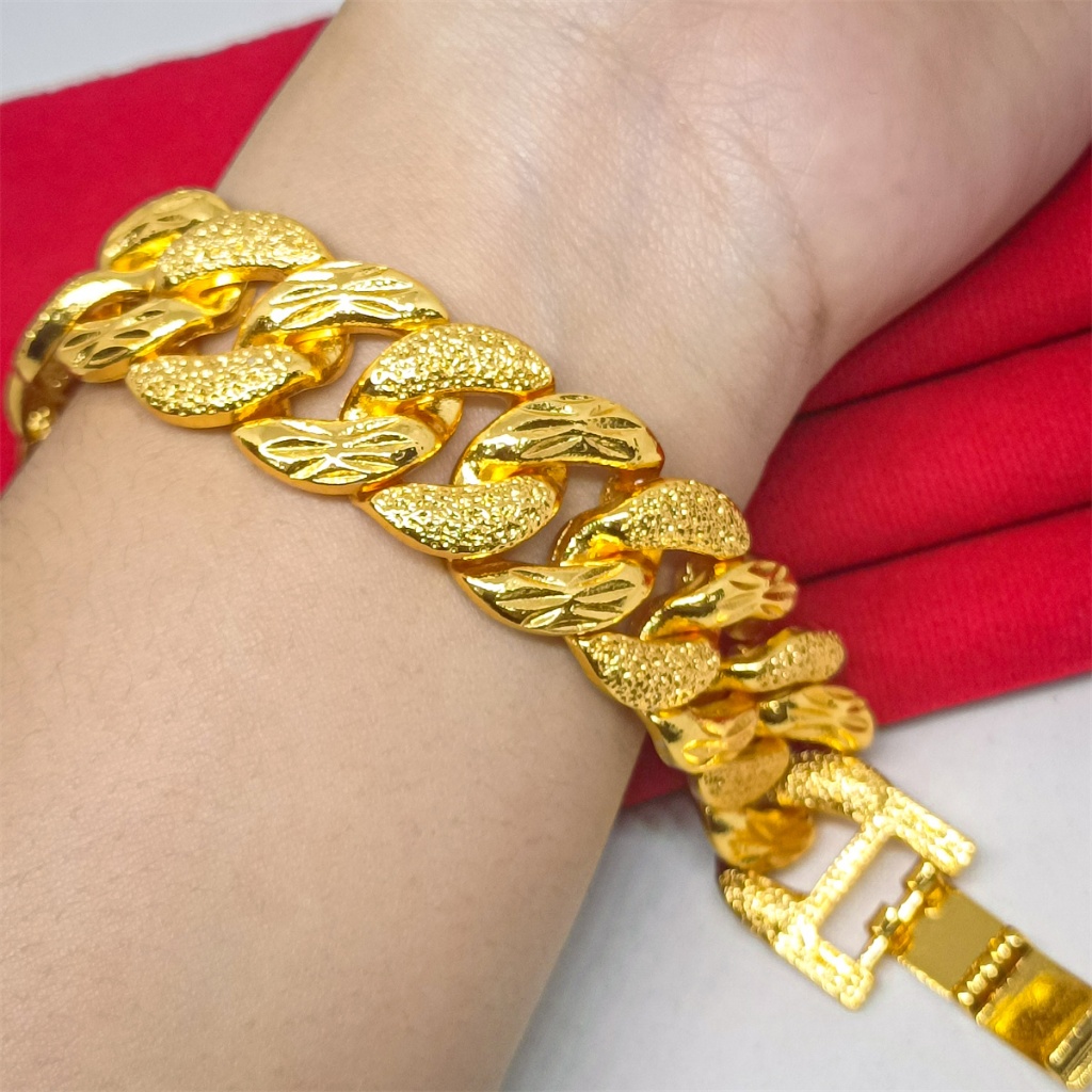 Gelang Rantai Wajah Lebar Pria & Wanita bangle besar motif xuping gelang tangan Permata Kombinasi Pe