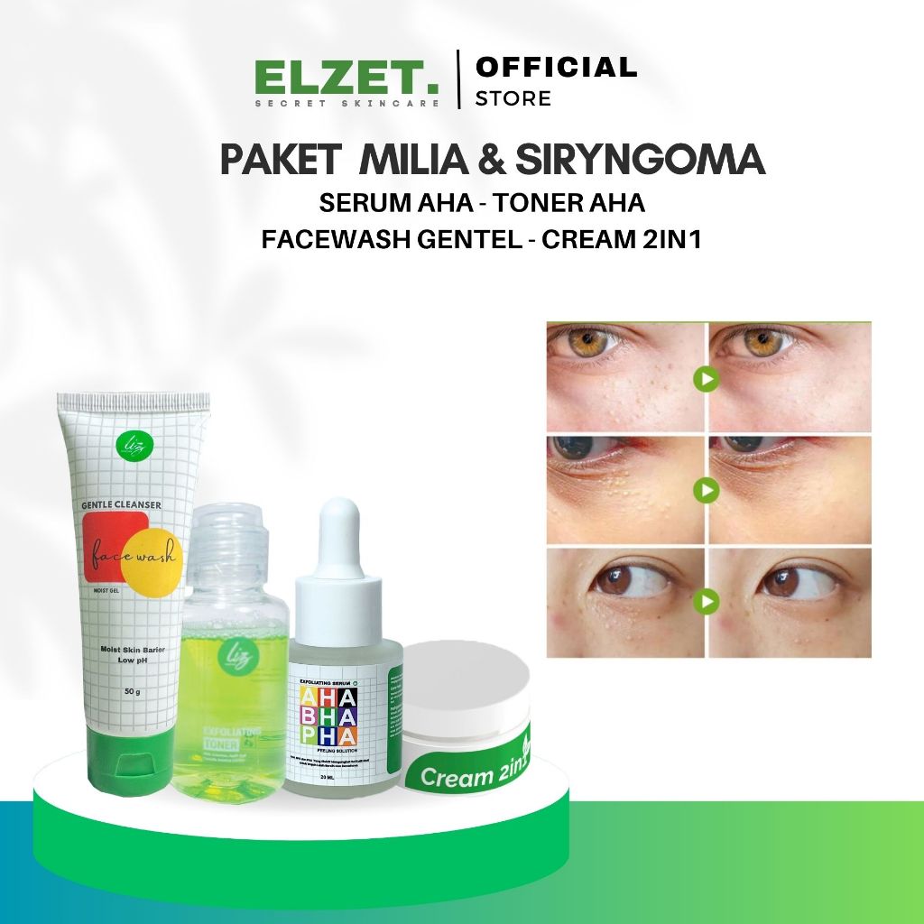 Elzet Skincare Paket Lengkap Khusus Milia Syringoma BPOM Ampuh Serum Cream Penghilang Milia Bawah Ma
