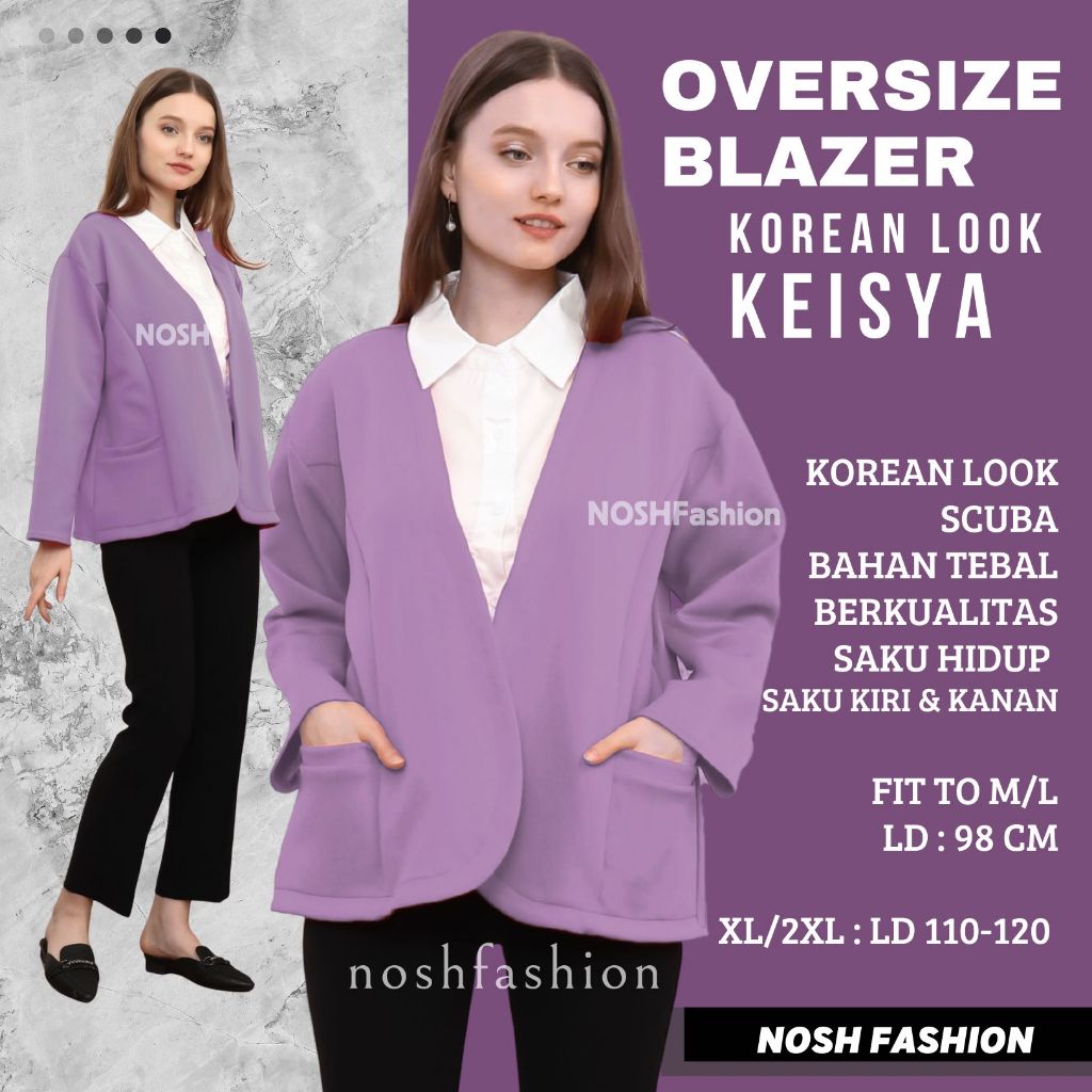 Blazer Kerja Wanita Lengan Panjang aya Korea Kezia - NOSH Blazer Scuba Oversize