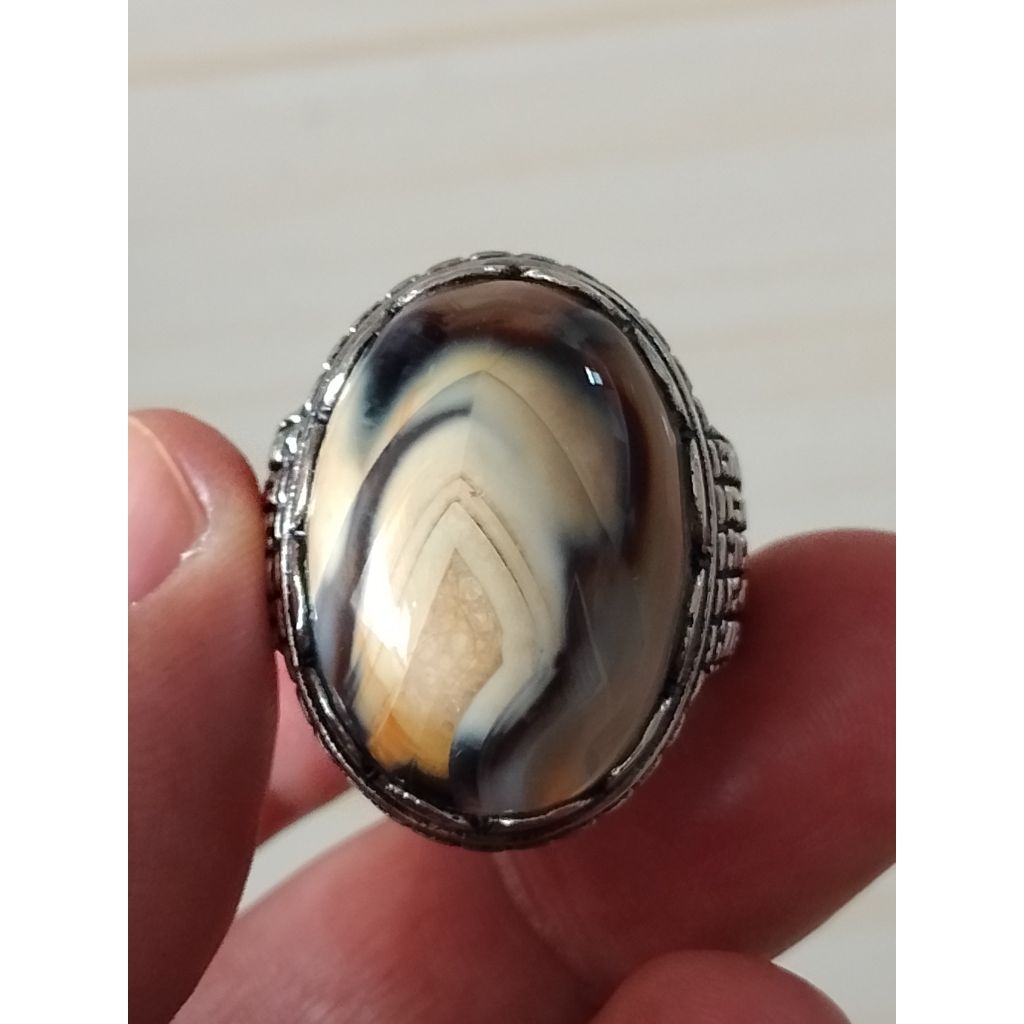 CINCIN BATU AKIK YAMAN MOTIF ANTIK NATURAL ALAMI