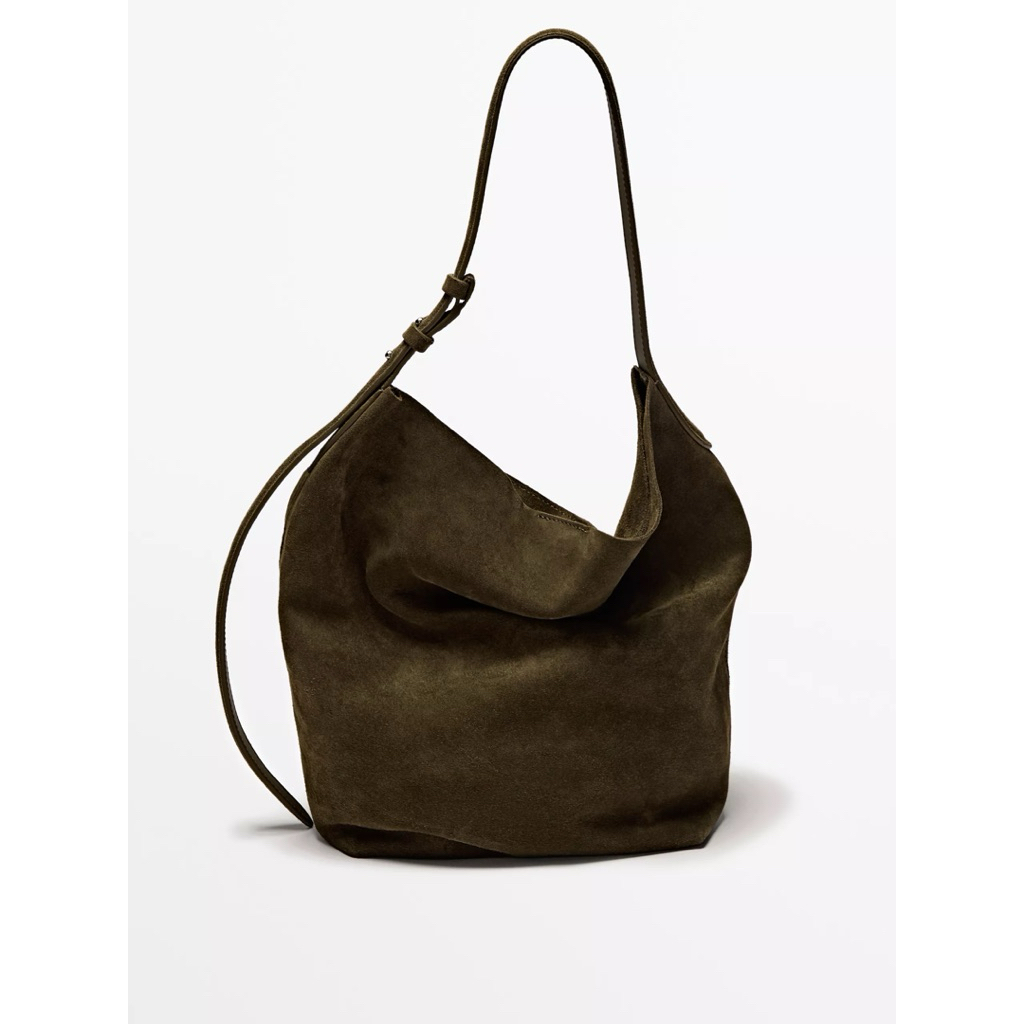 2025 (BNOWT) Massimo Dutti 100% split suede leather bucket bag new without tag